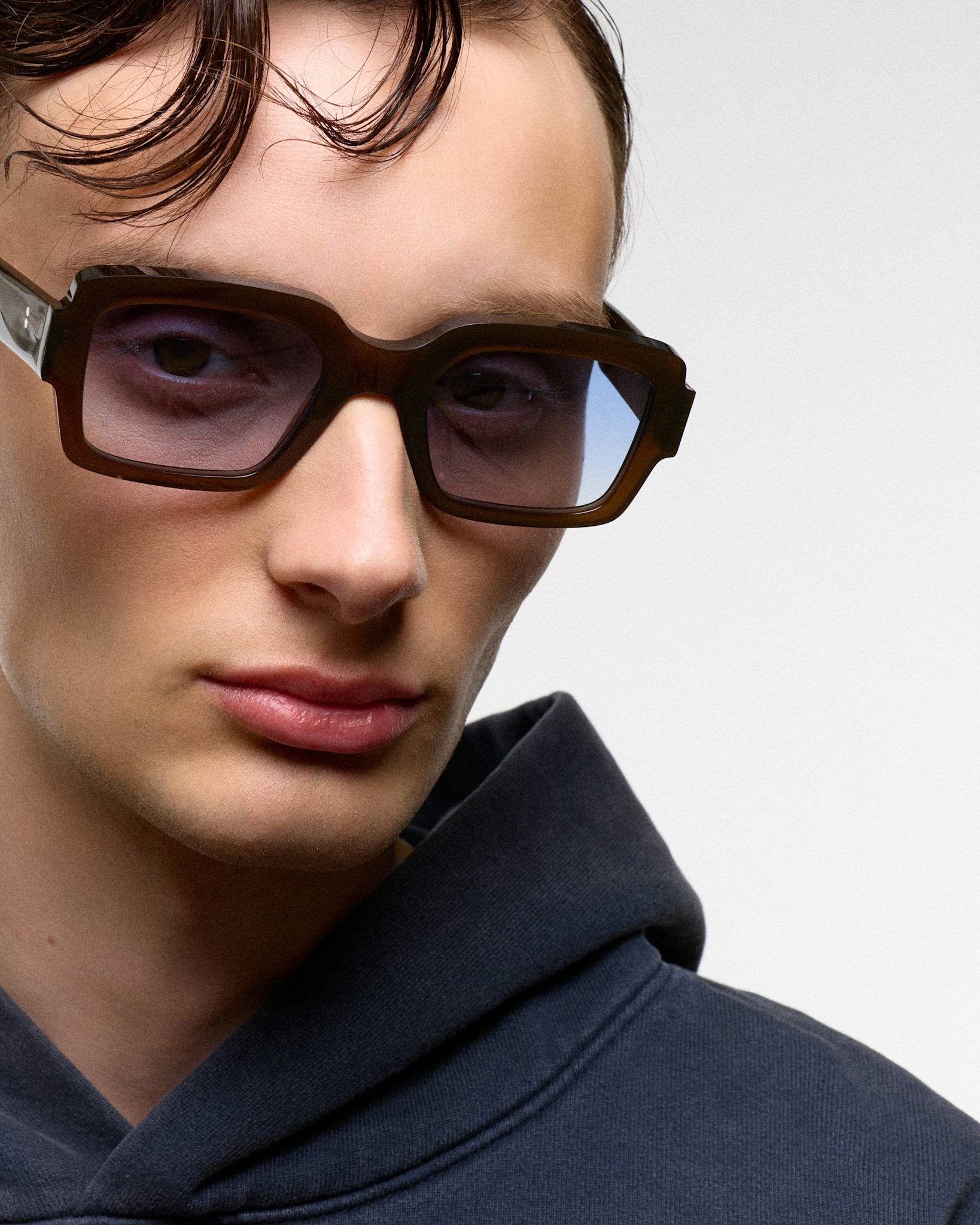 Apollo Chocolate - blue gradient lens – Monokel Eyewear